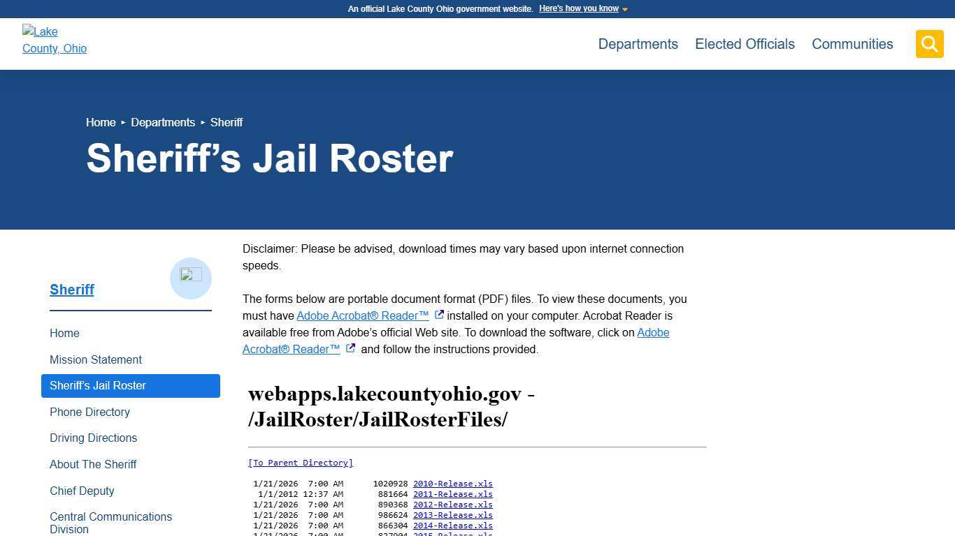 Sheriff's Jail Roster - Sheriff