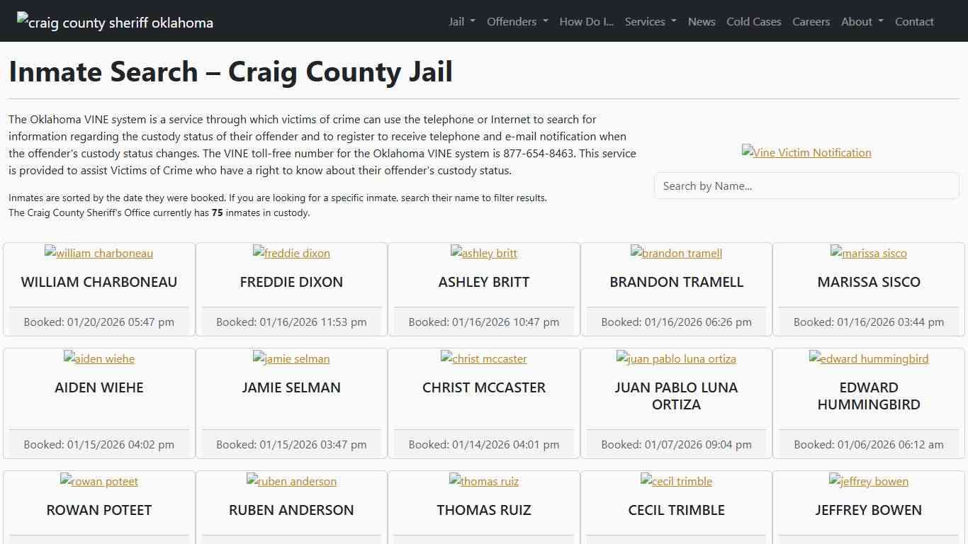 Inmate Search | Craig County Sheriff's Office